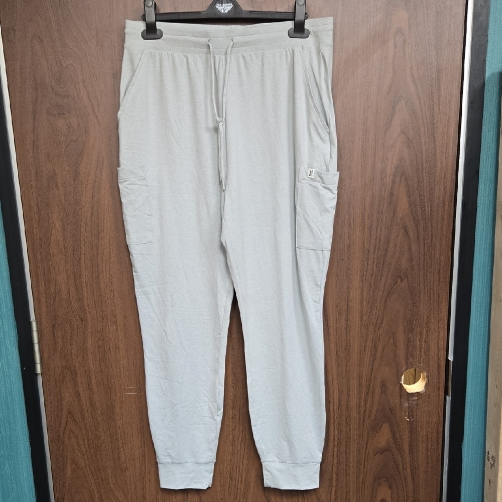 Frank & Oak Size M Light Grey High Waisted Cargo Jogger Lounge Pant